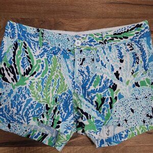 Lilly Pulitzer The Callahan Shorts Lets Cha Cha Blue/Green Size 12 Euc